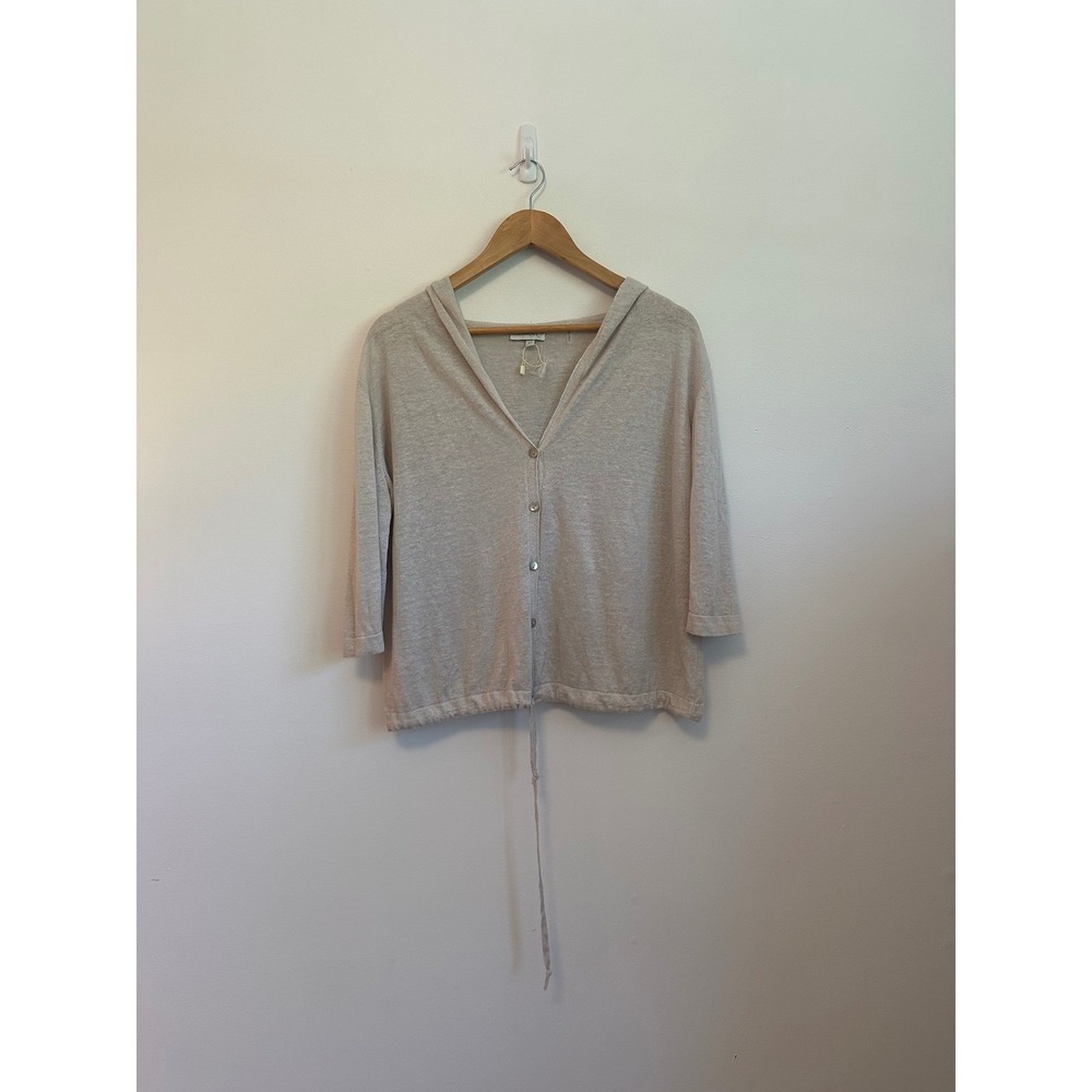Kinross Hooded Linen Cardigan Sweater | Size Small